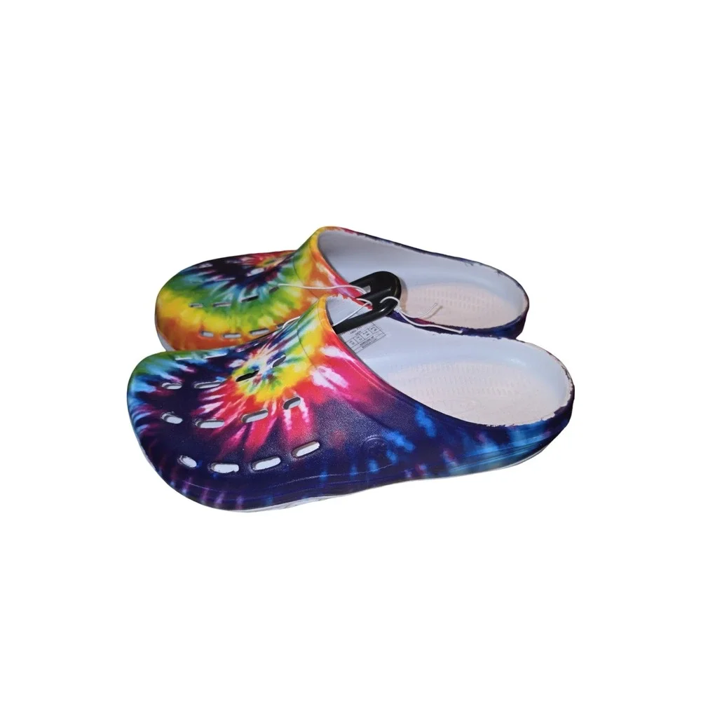 AND1 Mens Tie Dye Clogs Rainbow Slip On Comfort Sandals Multi Color Size 11/12